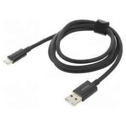 Cablu USB A la USB C 1m 65W negru textil | Electronic-mag.ro | Componente Electronice