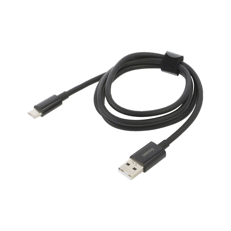 Cablu USB A la USB C 1m 65W negru textil | Electronic-mag.ro | Componente Electronice