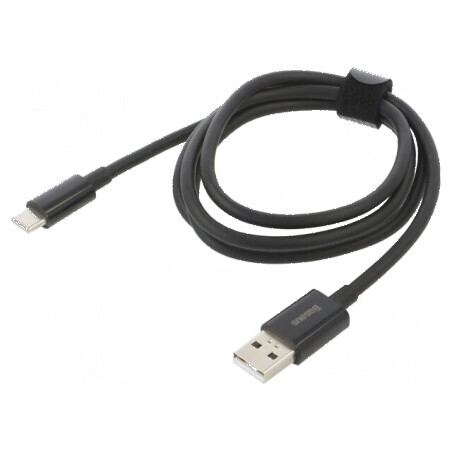 Cablu USB A la USB C 1m 65W negru textil | Electronic-mag.ro | Componente Electronice
