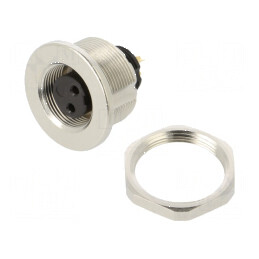 Conector M9 soclu mamă aurit 125V IP67 PIN 2 drept | Electronic-mag.ro | Componente Electronice