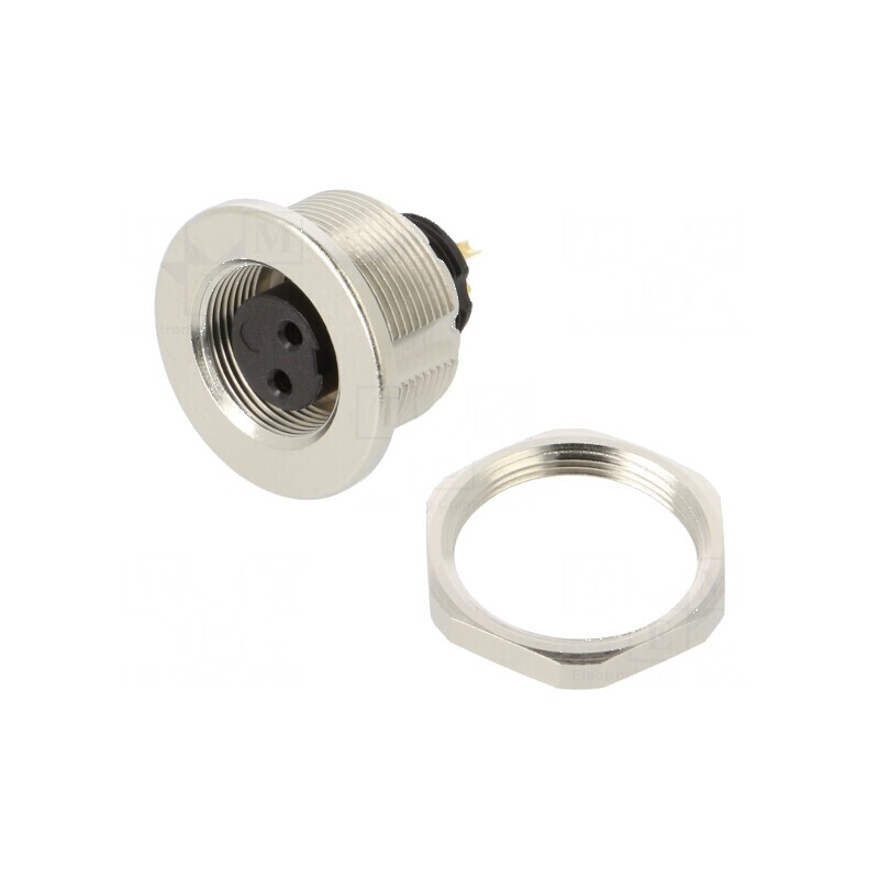 Conector M9 soclu mamă aurit 125V IP67 PIN 2 drept | Electronic-mag.ro | Componente Electronice