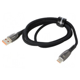 Cablu USB A la USB C 1m negru textil 100W | Electronic-mag.ro | Componente Electronice