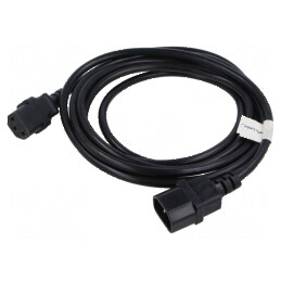 Cablu IEC C13 mamă - IEC C14 tată, 3m, negru, PVC, Øfir 1mm | Electronic-mag.ro | Componente Electronice