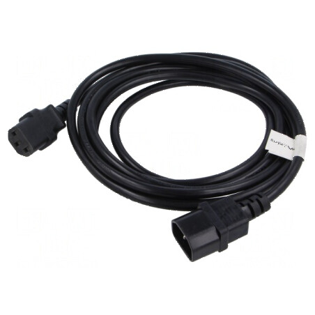 Cablu IEC C13 mamă - IEC C14 tată, 3m, negru, PVC, Øfir 1mm | Electronic-mag.ro | Componente Electronice