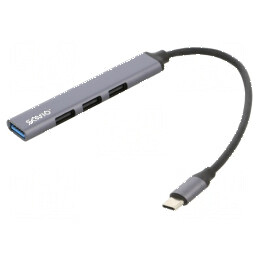 Hub USB A x4 cu USB C, USB 2.0, USB 3.1 - Gri | Electronic-mag.ro | Componente Electronice