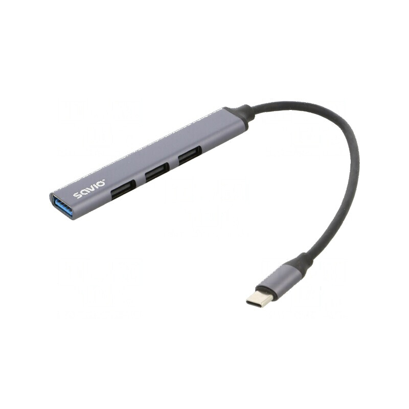 Hub USB A x4 cu USB C, USB 2.0, USB 3.1 - Gri | Electronic-mag.ro | Componente Electronice