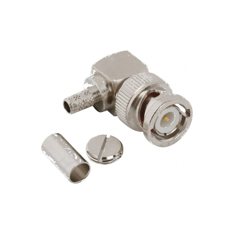 Conector BNC mufă tată unghi 90° 50Ω lipire, crimpat PTFE | Electronic-mag.ro | Componente Electronice