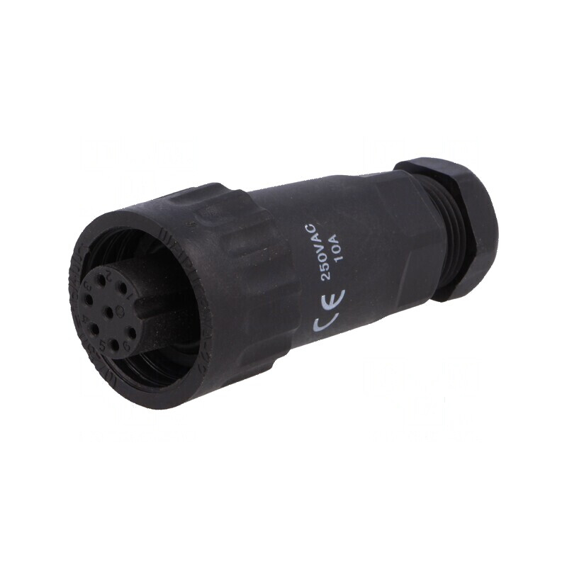Mufă WA22 mamă PIN 7 6 PE IP67 10A 250V 9-10,5mm | Electronic-mag.ro | Componente Electronice