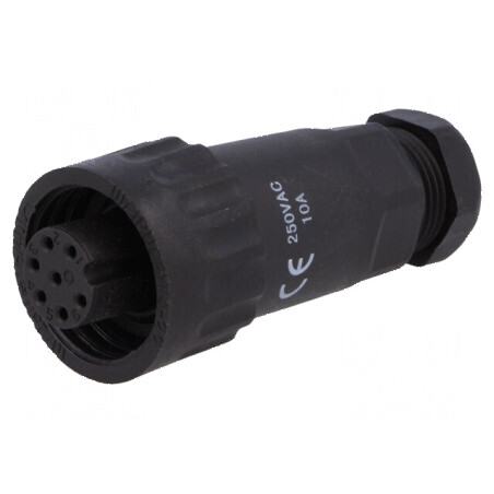 Mufă WA22 mamă PIN 7 6 PE IP67 10A 250V 9-10,5mm | Electronic-mag.ro | Componente Electronice