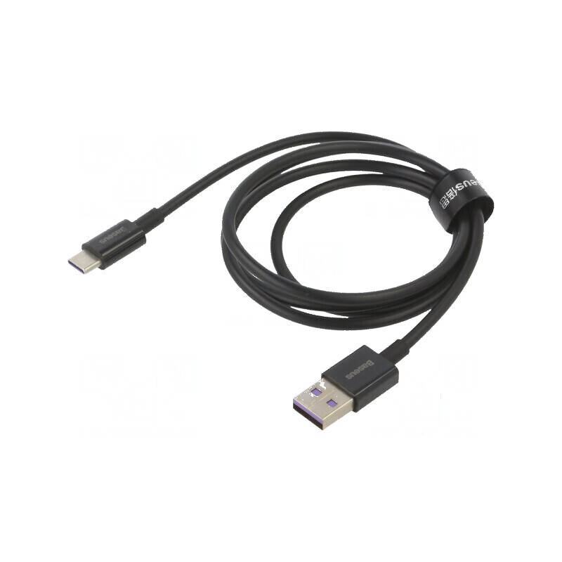 Cablu USB A la USB C 1m 66W negru | Electronic-mag.ro | Componente Electronice