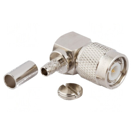 Conector TNC mufă tată unghi 90° 50Ω crimpat POM | Electronic-mag.ro | Componente Electronice