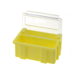 Suport ESD transparent galben 37x12x15mm cu clapetă | Electronic-mag.ro | Componente Electronice