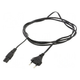 Cablu 2x0,75mm2 CEE 7/16 mufă IEC C7 mamă PVC 2,5m negru | Electronic-mag.ro | Componente Electronice