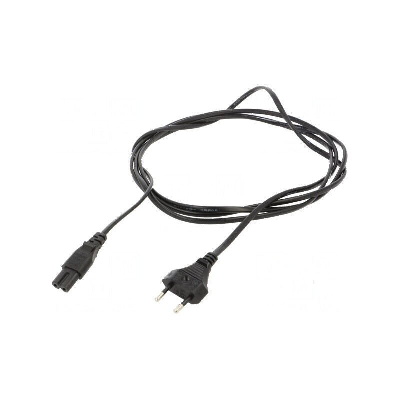 Cablu 2x0,75mm2 CEE 7/16 mufă IEC C7 mamă PVC 2,5m negru | Electronic-mag.ro | Componente Electronice