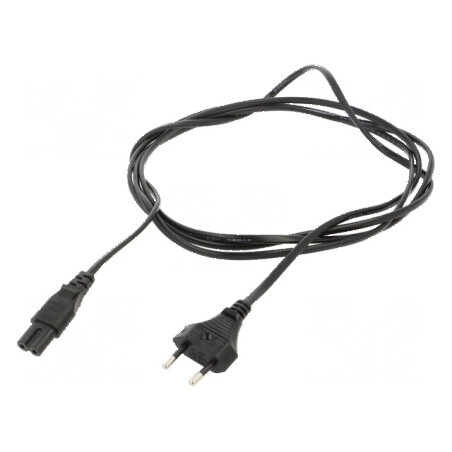 Cablu 2x0,75mm2 CEE 7/16 mufă IEC C7 mamă PVC 2,5m negru | Electronic-mag.ro | Componente Electronice