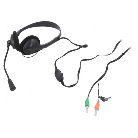 Căști cu microfon negru Jack 3.5mm, 1.8m, 32Ω | Electronic-mag.ro | Componente Electronice