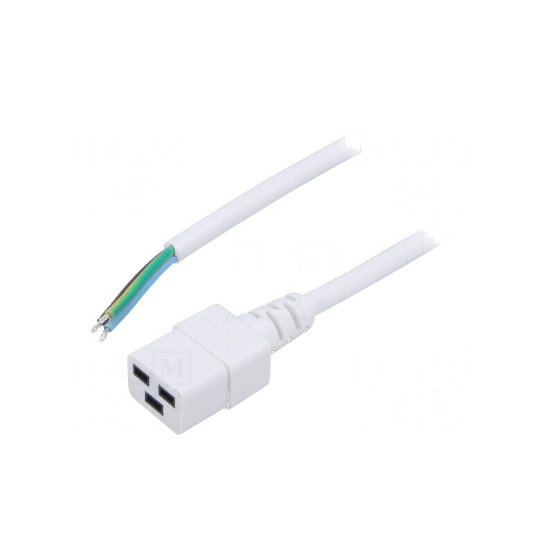 Cablu 3x1,5mm2 IEC C19 mamă 2m alb 16A 250V PVC | Electronic-mag.ro | Componente Electronice