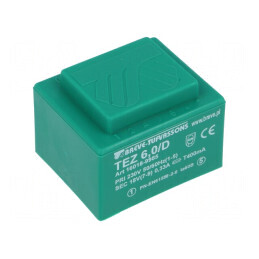 Transformator încapsulat 6VA 230VAC 18V 333,3mA PCB IP00 | Electronic-mag.ro | Componente Electronice