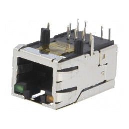 Conector RJ45 soclu ecranat cu diodă LED THT în unghi, PIN 8 | Electronic-mag.ro | Componente Electronice