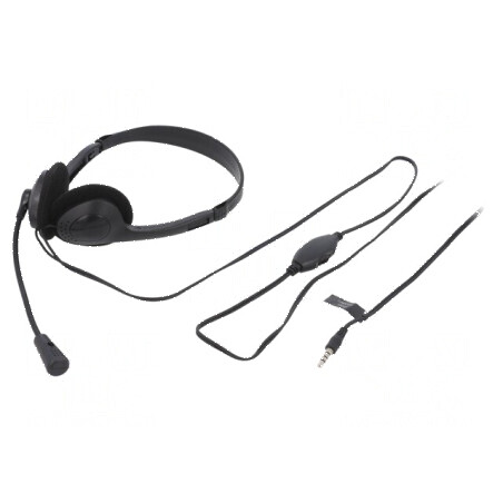 Căşti cu microfon negru Jack 3,5mm 1,8m 32Ω 93dB | Electronic-mag.ro | Componente Electronice