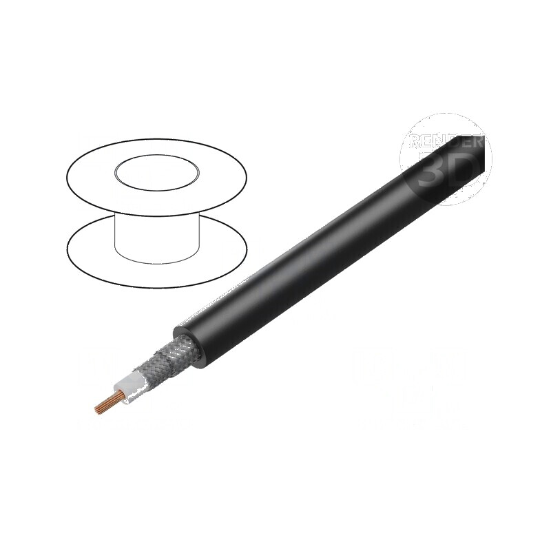 Cablu coaxial OFC 0,88mm2 PUR negru 100m Ø7,1mm | Electronic-mag.ro | Componente Electronice