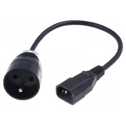 Cablu 3x1mm2 CEE 7/5 IEC C14 tată PVC 0,3m | Electronic-mag.ro | Componente Electronice