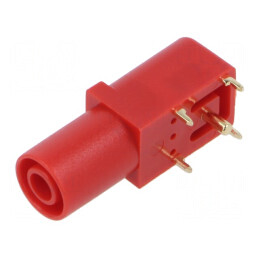 Conector banană 4mm soclu 24A roşu aurit pentru PCB | Electronic-mag.ro | Componente Electronice