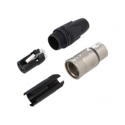 Conector XLR mufă mamă 3 pini drept pe cablu lipire 16A 14AWG | Electronic-mag.ro | Componente Electronice