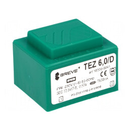 Transformator încapsulat 6VA 230VAC 10,5V 571,4mA PCB IP00 | Electronic-mag.ro | Componente Electronice