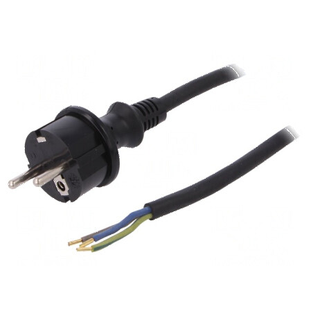 Cablu 3x1mm2 CEE 7/7 SCHUKO mufă gumă 2m | Electronic-mag.ro | Componente Electronice