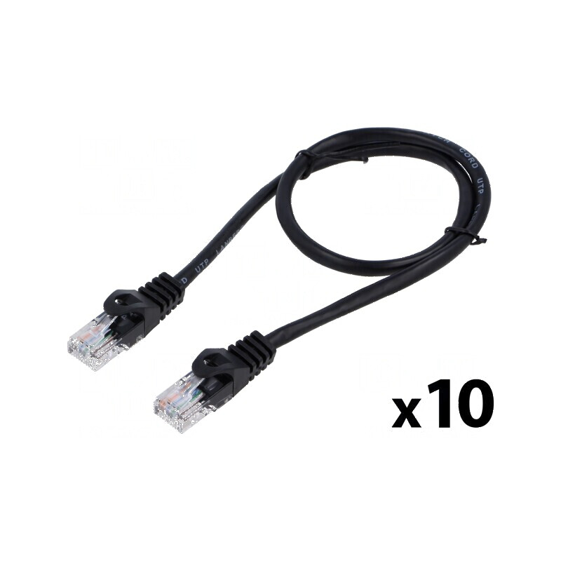 Patch cord U/UTP 6 litat CCA PVC negru 0,5m 26AWG | Electronic-mag.ro | Componente Electronice
