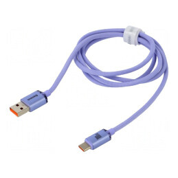 Cablu USB 2.0 A la C 1,2m violet textil 100W | Electronic-mag.ro | Componente Electronice