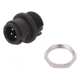 Conector circular soclu 710 tată PIN 4 neecranaţi aurit 3A | Electronic-mag.ro | Componente Electronice