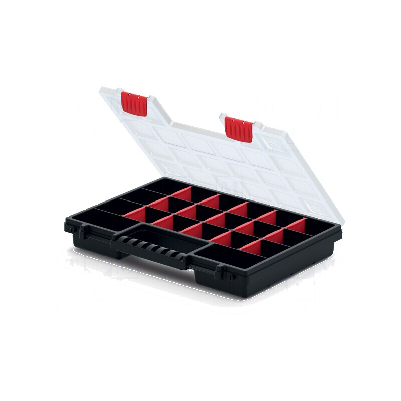 Container colectiv cu partiții negru 344x249x50mm NORS 35 | Electronic-mag.ro | Componente Electronice