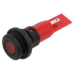 Lampă LED plată roșie 12V 12VAC Ø16mm IP67 | Electronic-mag.ro | Componente Electronice