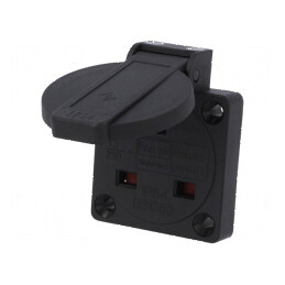 Conector alimentare AC 2P PE 250VAC 16A negru PIN 3 | Electronic-mag.ro | Componente Electronice
