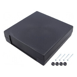 Carcasă polistiren neagră cu panou 219mm x 221mm x 60mm | Electronic-mag.ro | Componente Electronice