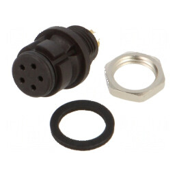 Conector circular 620 63V 5 pini soclu mamă lipire IP67 2A | Electronic-mag.ro | Componente Electronice