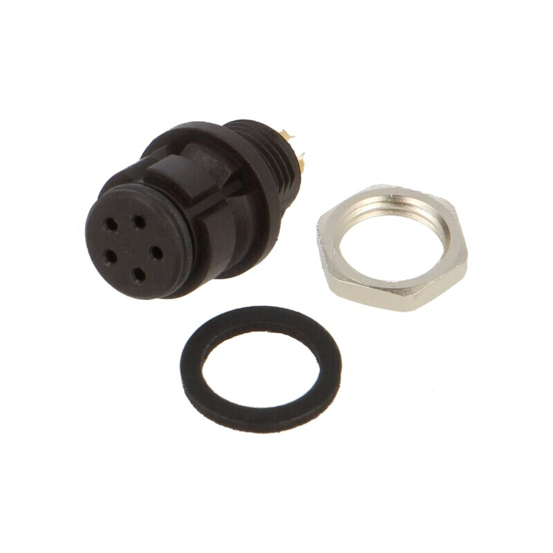 Conector circular 620 63V 5 pini soclu mamă lipire IP67 2A | Electronic-mag.ro | Componente Electronice