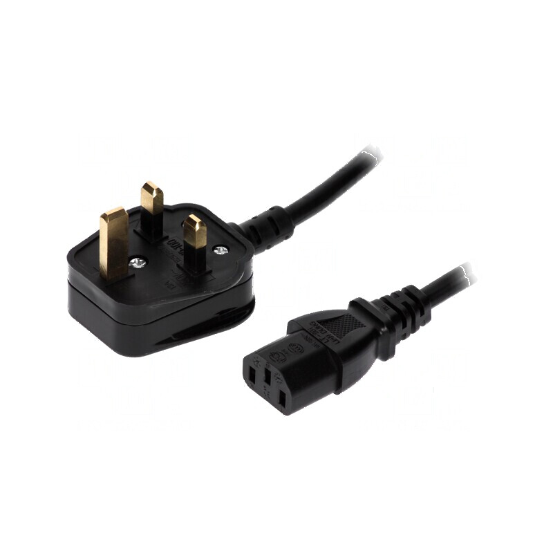 Cablu 3x0,75mm² BS 1363 IEC C13 mamă PVC 2m negru | Electronic-mag.ro | Componente Electronice