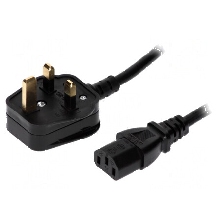 Cablu 3x0,75mm² BS 1363 IEC C13 mamă PVC 2m negru | Electronic-mag.ro | Componente Electronice