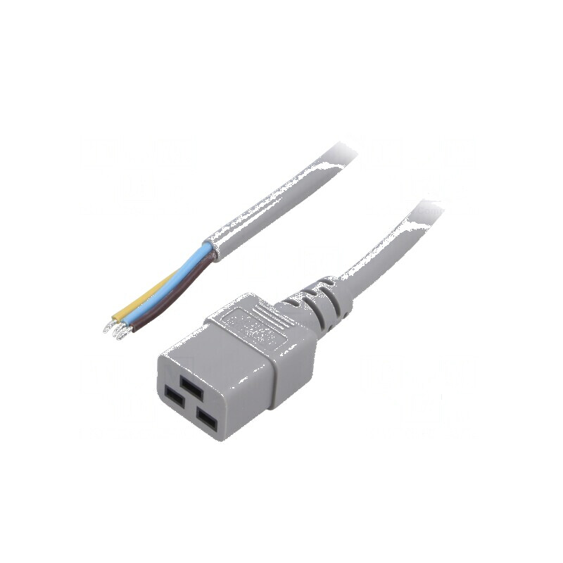 Cablu 3x1,5mm² IEC C19 mamă 1,8m gri 16A PVC | Electronic-mag.ro | Componente Electronice
