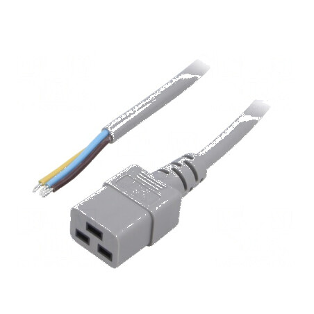 Cablu 3x1,5mm² IEC C19 mamă 1,8m gri 16A PVC | Electronic-mag.ro | Componente Electronice