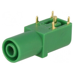Conector banană 4mm soclu 24A 33mm verde aurit pe panou | Electronic-mag.ro | Componente Electronice