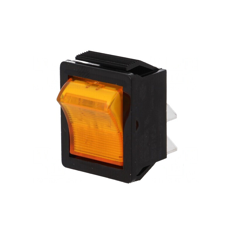 Rocker DPST 16A/250VAC Galben Lampa cu Neon ON-OFF | Electronic-mag.ro | Componente Electronice