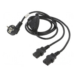 Cablu CEE 7/7 ştecăr unghi, IEC C13 mamă x2 PVC | Electronic-mag.ro | Componente Electronice