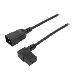 Cablu 3x1,5mm2 IEC C19 mamă unghiat - IEC C20 tată, 1m PVC | Electronic-mag.ro | Componente Electronice