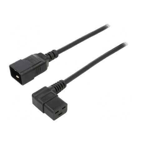Cablu 3x1,5mm2 IEC C19 mamă unghiat - IEC C20 tată, 1m PVC | Electronic-mag.ro | Componente Electronice