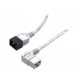 Cablu 3x1,5mm2 IEC C19 mamă unghi, IEC C20 tată PVC 1m gri | Electronic-mag.ro | Componente Electronice