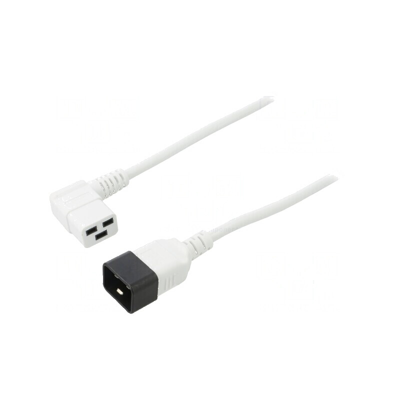 Cablu IEC C19 mamă unghiat - C20 tată, 1m, 3x1,5mm², alb | Electronic-mag.ro | Componente Electronice Cablu IEC C19 mamă unghiat - C20 tată, 1m, 3x1,5mm², alb | Electronic-mag.ro | Componente Electronice